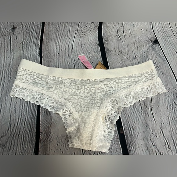 NWT VICTORIA'S SECRET PINK -LEOPARD FLORAL LACE MINI CHEEKSTER PANTIES-M - Picture 4 of 5